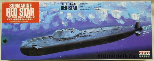 Arii 1/700 Alfa Class Submarine Red Star - Two Kits With Stand and Water Base, 3 plastic model kit